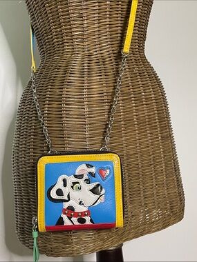 RARE BRIGHTON Limited Edition 101 Dalmatians LEATHER Cross Body Zip Wallet Purse